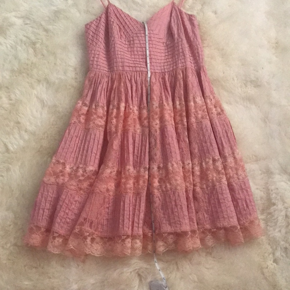 Betsey Johnson peach spaghetti strap sun dress size 10 lace - Picture 9 of 13